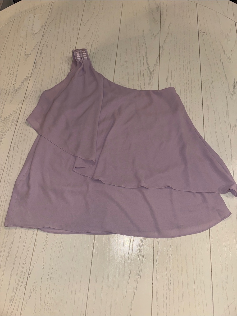 White House Black Market Lilac One-Shoulder Ruffle Top